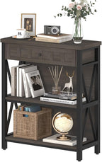 FATORRI Rustic Small Bookshelf, Industrial Wood Book Shelf - Image 8