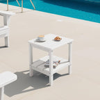 SERWALL 2-Tier HDPE Outdoor Side Table, Weatherproof Rectangular Adirondack - Image 9