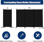 Room Divider 6FT Portable Room Dividers and Folding Privacy Screens, 3 Panel - Image 6