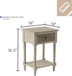 HOMPUS End Table Set of 2 with Drawer and Shelf, Vintage Nightstand Set 2 w - Image 3