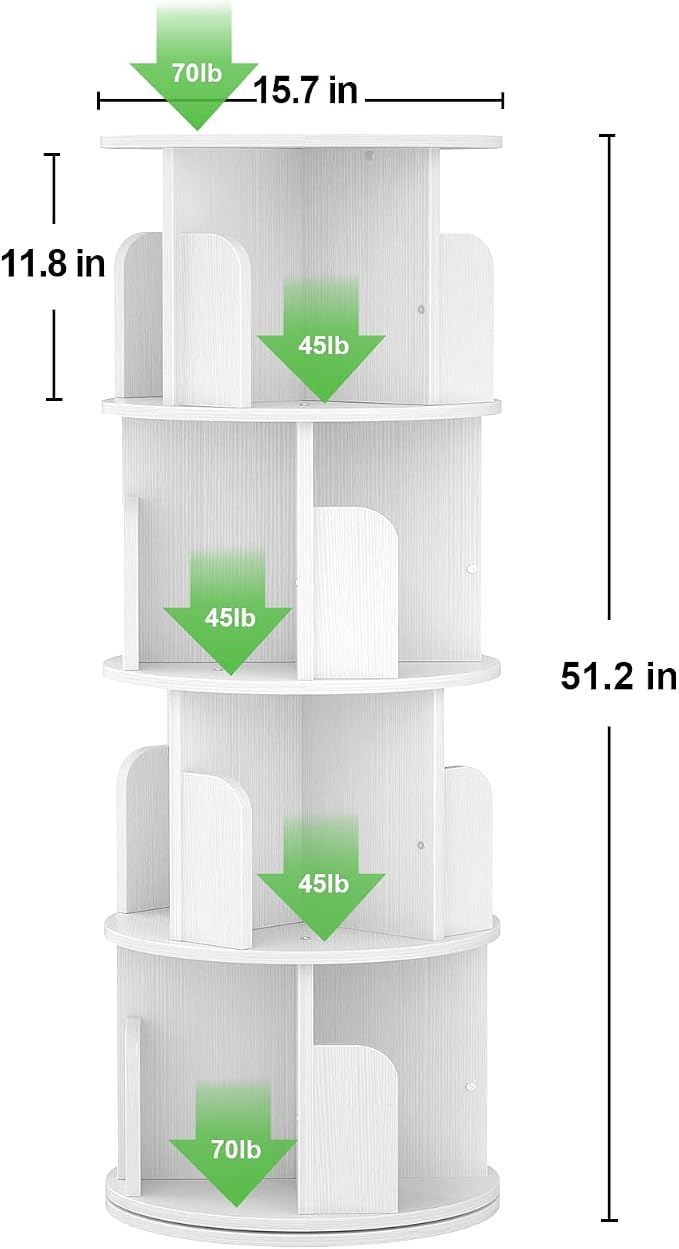 Aheaplus Rotating Bookshelf, Small Corner Bookshelf - Image 3