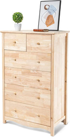 VINGLI Unfinished Natural Solid Wood 6 Drawer Dresser by VINGLI