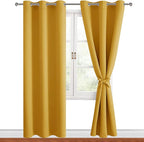 Blackout Curtains for Bedroom, Mustard Yellow 42 x 84 Inch 2 Panels | Thermal by Hiasan