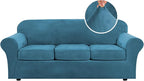 H.VERSAILTEX Modern Velvet Plush 4 Piece High Stretch Sofa Slipcover Sofa Cover by HVERSAILTEX