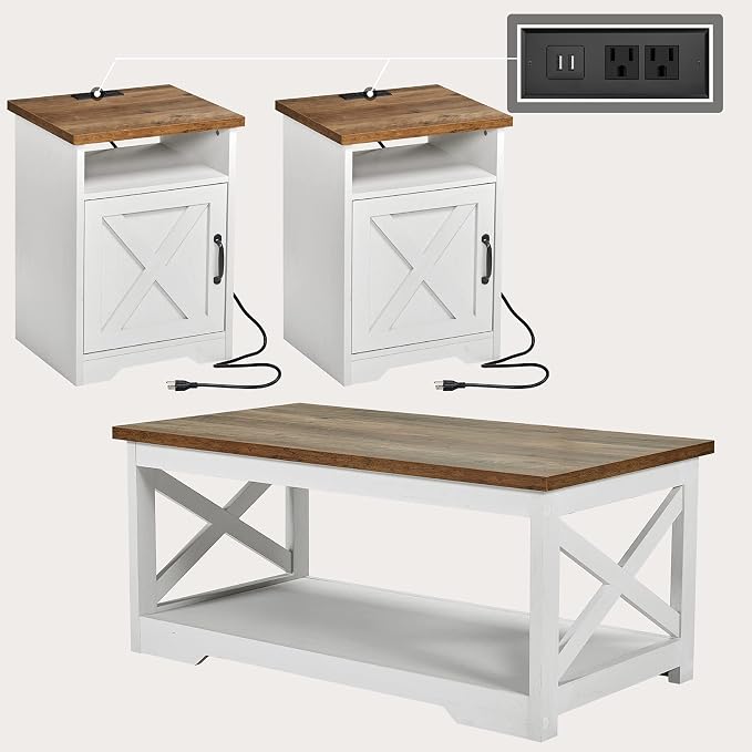 AMERLIFE 3-Piece Farmhouse Living Room Table Set - Image 7