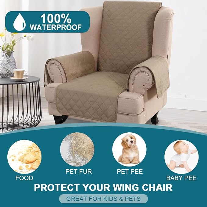Turquoize 100% Waterproof Wing Chair Cover Wing Armchair Slipcovers Chair Couch - Image 2