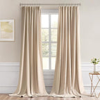 MIULEE Beige Back Tab Blackout Curtains 52x108 Inch Long 2 Panels Set | Rod - Image 9