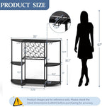 JKsmart Wine Bar Cabinet with LED Lights, Mini Wine Bar Cart with Storage and - Image 5