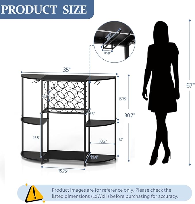 JKsmart Wine Bar Cabinet with LED Lights, Mini Wine Bar Cart with Storage and - Image 5