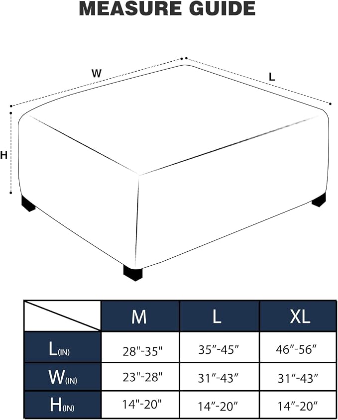 NeColorLife Ottoman Cover Square Large Slipcover Stretch Footrest Stool Covers - Image 4