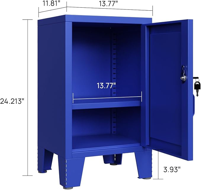 ALBAD Metal Nightstand with Lockable Cabinet, Compact Mini Locker Bedside Table - Image 3