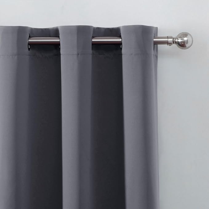 Blackout Curtains 52 x 90 Inch Long Grey Curtains Set of 2 Panels Room - Image 6