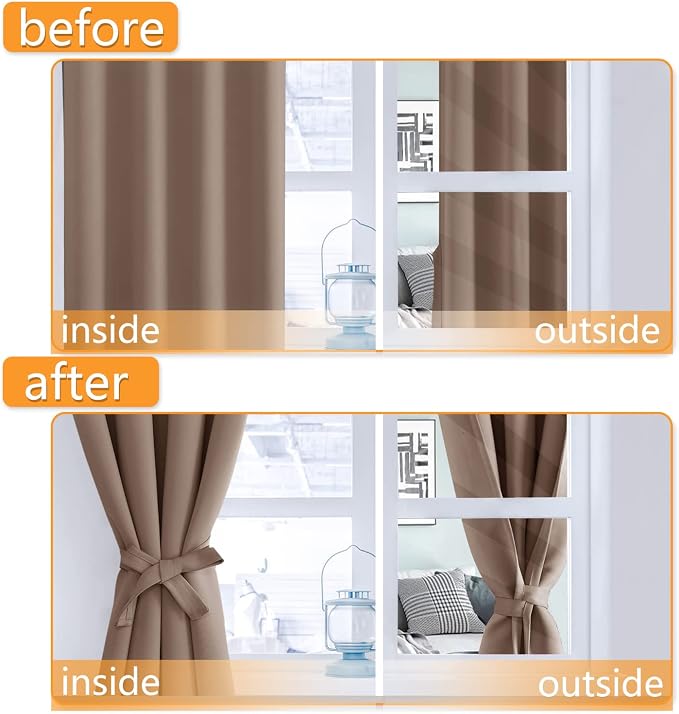 Blackout Curtains for Bedroom, Cappuccino, 52 x 96 Inch, 2 Panels | Thermal - Image 4