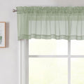 Sage Green Valances for Windows, Sheer Curtains 14 Inch Length 2 Pack Kitchen by WelvetBLK