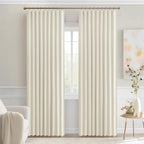 MIULEE Beige White Back Tab Blackout Curtains 52x72 Inches Long 2 Panel Set | - Image 9