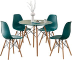 5-Piece Round Dining Table Set, Small 31.5" Kitchen Table Chairs Set of 4 Space by LECAFURHL