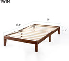 Mellow Naturalista Classic 12-Inch Solid Wood Platform Bed | Wooden Slats - Image 2