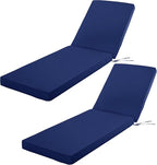 Outdoor Chaise Lounge Cushion Set of 2, Fadesafe Water-Repellent Lounge Deck by COMCAVER