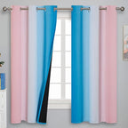 Pink and Blue Ombre Curtains for Bedroom 63 Inch Long | Room Darkening Curtains - Image 2