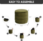 15" Upholstered Round Velvet Ottoman - Image 2