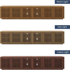 POVISON Full Assembled Mid Century Modern TV Stand, Wood Slatted Media Console - Image 3