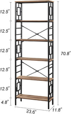 HOMISSUE Bookcase, 6-Tier Tall Bookshelf Metal Bookcase and Bookshelves - Image 2