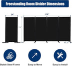 Room Divider 6FT Portable Room Dividers and Folding Privacy Screens, 4 Panel - Image 6
