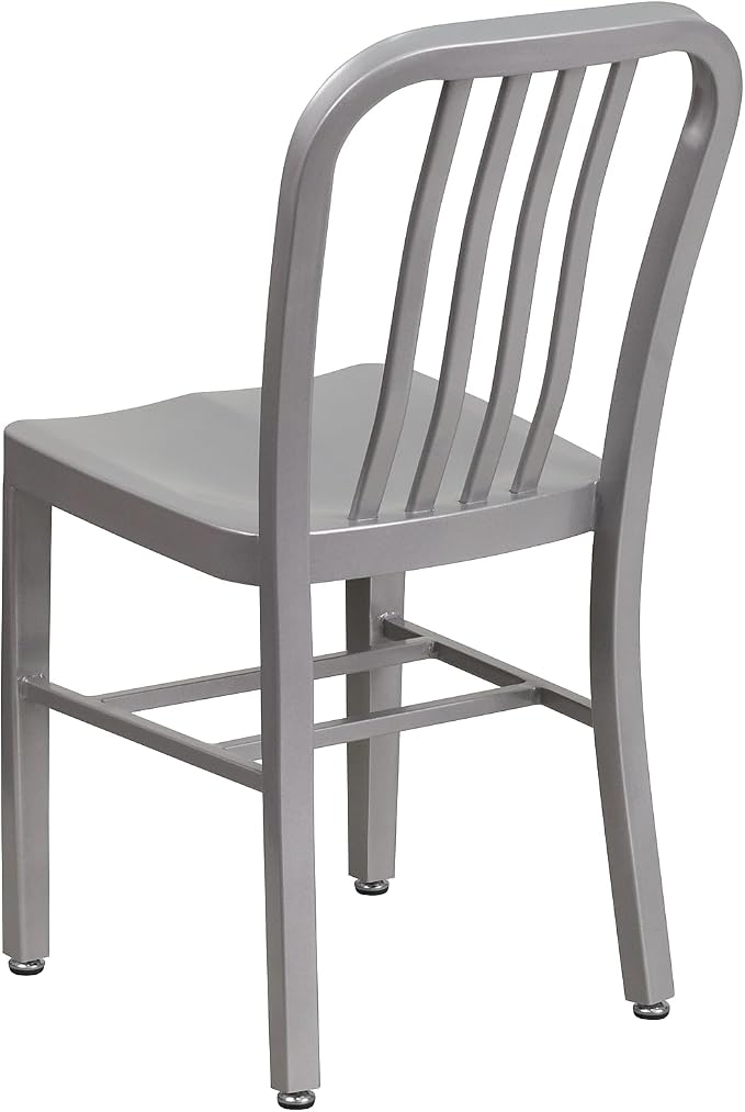 Flash Furniture Commercial Grade Silver Metal Indoor-Outdoor Chair - Image 5