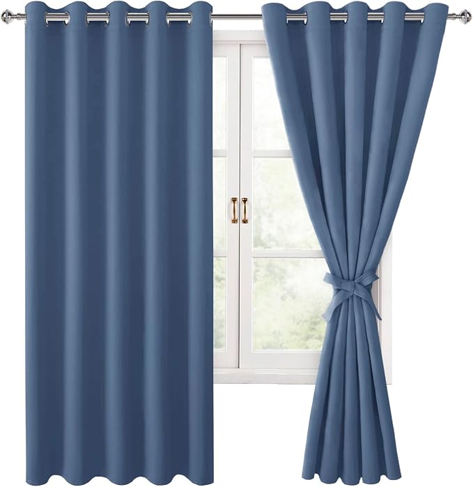 Blackout Curtains for Bedroom, 60 x 63 Inches Length, Window Curtains, Living by Hiasan