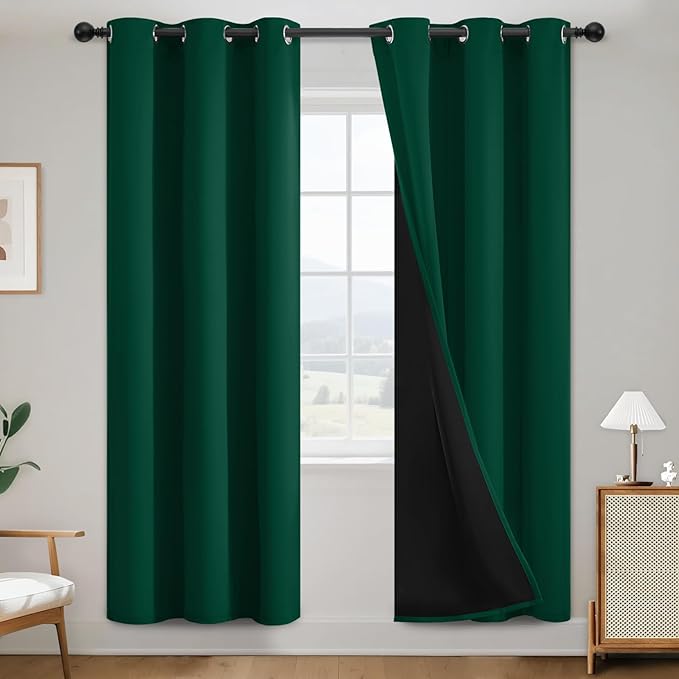 SimpleHome Dark Green 100% Blackout Curtains Room Darkening Living Room 72 | by SimpleHome