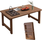 Japanese Floor Table, Bamboo Folding Coffee Table, Portable Solid Wood Japanese by Unknown