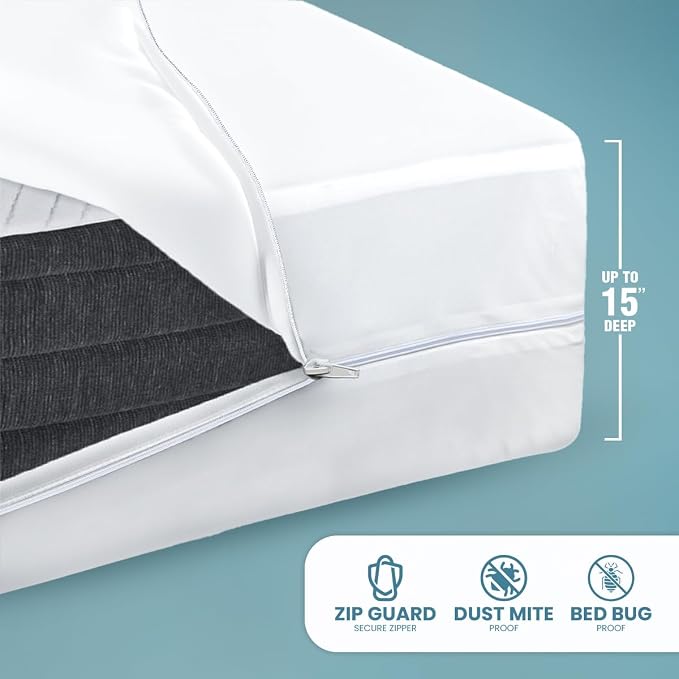 Utopia Bedding Mattress Protector Zippered California King Size, 100% - Image 5