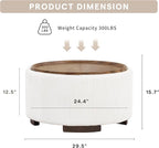 29.5 Inch Round Storage Ottoman Coffee Table, Modern Circle Coffee Table - Image 2