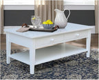 HomeStock Seaside Style Coffee Table in White Solid Parawood, - Image 2