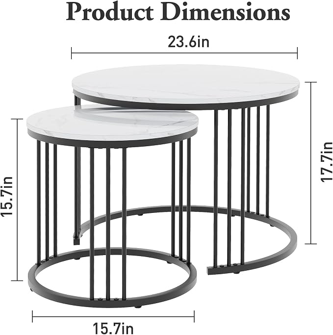 Garden 4 you Coffee Table Faux Marble Nesting Table - Image 3