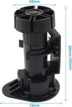 Jiozermi 4 Pack Black Plastic Cabinet Legs, Adjustable Furniture Feet - Image 2