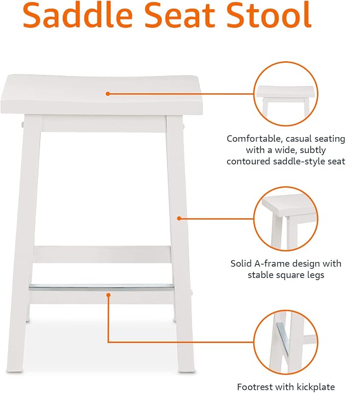 Amazon Basics Solid Wood Saddle-Seat Counter Height Bar Stools - Image 6