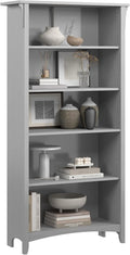 Bush Home Salinas 5 Shelf Bookcase in Cape Cod Gray, Tall Bookshelf, Large Book by BushHome