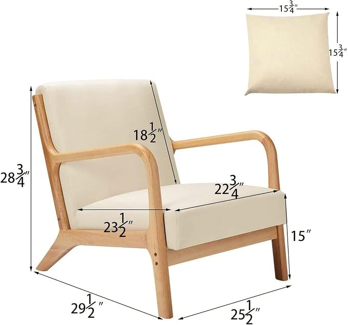 JOMEED Oak Wood Frame Mid Century Modern Accent Leisure Chair - Image 3