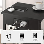 End Tables Set of 2 with Charging Station USB Ports, 3 Tier Tall Night Stand - Image 5