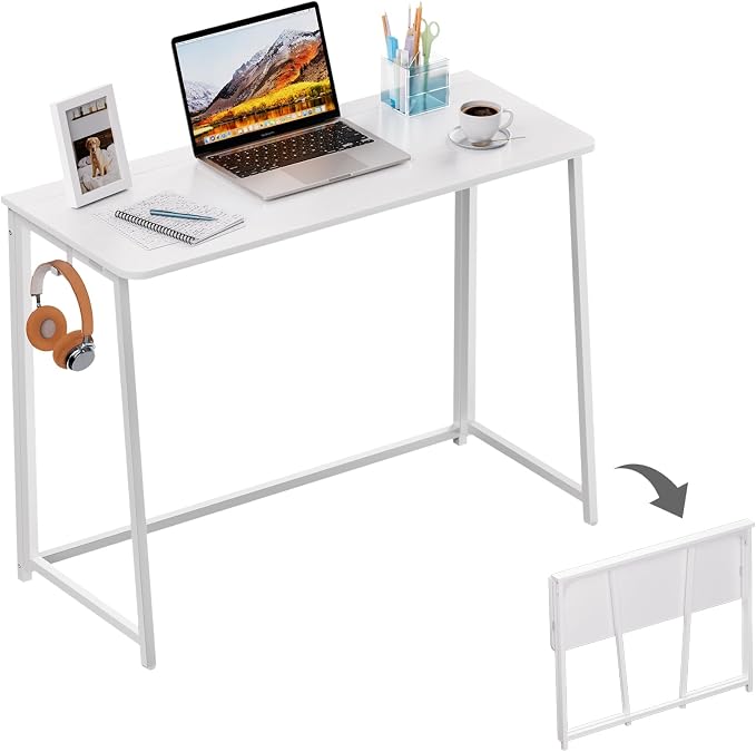 WOHOMO Folding Desk, Small Writing Desk 39.4", Space-Saving Foldable Laptop by WOHOMO