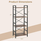 Tangkula 3-Tier Industrial Bookshelf, 16.5" Width Wooden Open Bookcase - Image 3