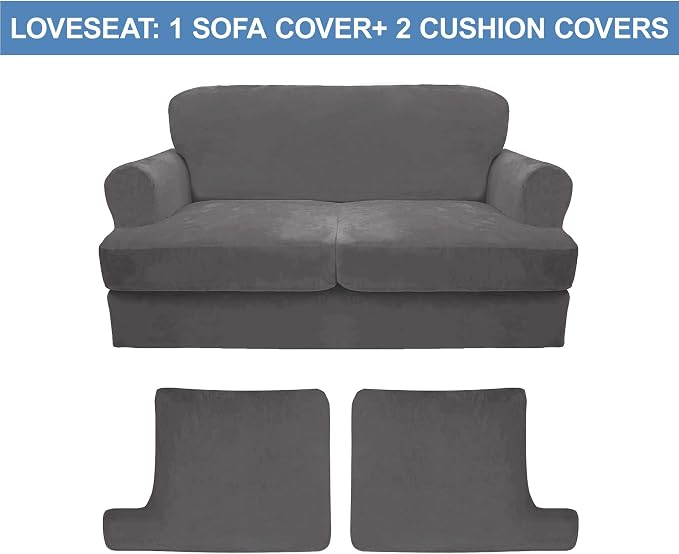CUCRAF Cushion Sofa Cover 3 Piece Slipcovers, Soft Thick Velvet Couch Cover - Image 5