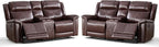 ANJ Geniune Leather Manual Loveseat Recliner Sofa Set of 2 - Image 9