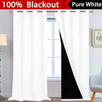 Yakamok Pure White 100% Blackout Curtains 108 Inches Long 52" Wide 2 Panel | - Image 2