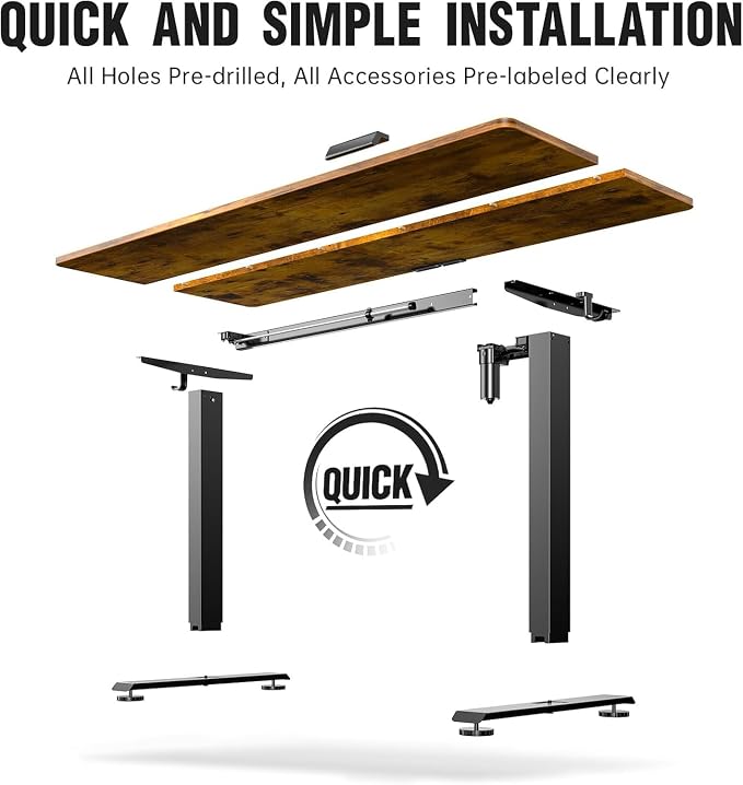 Veken 63 Inch Electric Standing Desk, Height Adjustable Sit Stand Up, Wood - Image 5