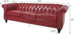 Chesterfield 3 Seater Sofa, Modern Leather Tufted Couch 3 Seater - Image 2