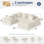 Living&Giving 101" U-Shaped Cloud Sectional Couch - Image 2