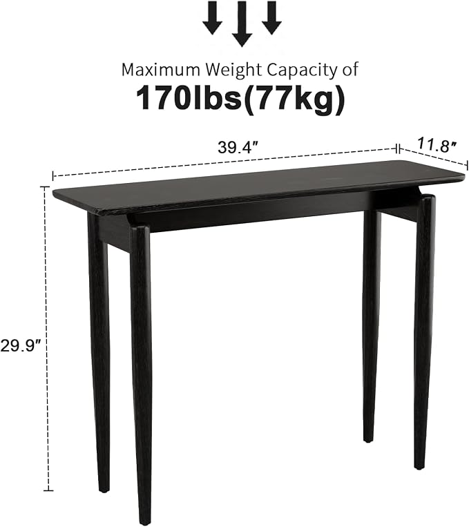 AQIMUELE Wood Console Table Black Entryway Table, Thin Console Table, Sofa - Image 2