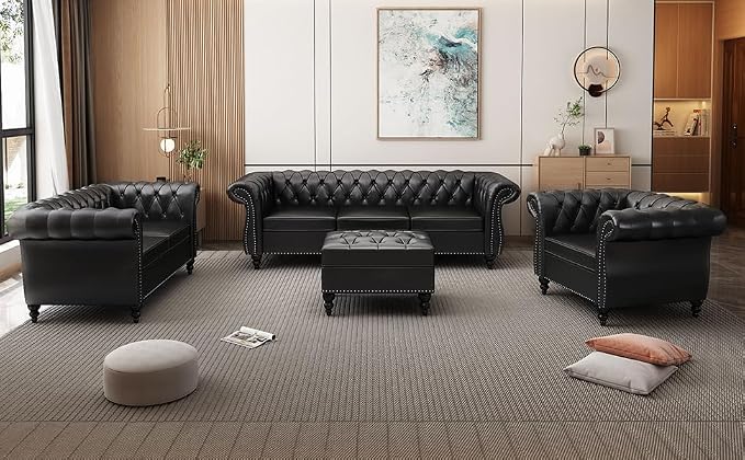 AVZEAR Chesterfield Loveseat Sofa, Upholstered Sofa Modern 2 Seater Couch Sofa - Image 6